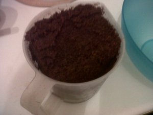 what a bucket of earth looks like in a measuring jug...