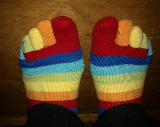 Me and my yoga socks.  They are magical.  Ok, they keep my feet warm, but that's pretty magical when you are part toad.