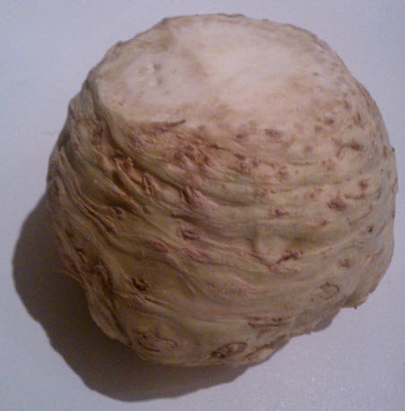19th January 2014:  Celeriac:  The vegetable that hates to be peeled.  (But once you've managed it, tastes delicious in a slow cooked celeriac and pear soup.