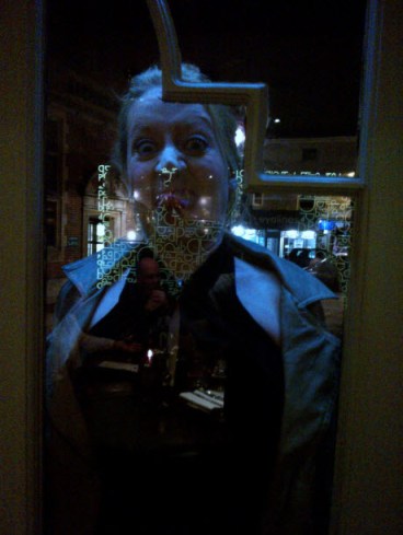 22nd February 2014: Sister 2, just before she mistook the role of 'interrogator' for 'wingman'.  I think this picture sums up how that happened.  It was alcohol.