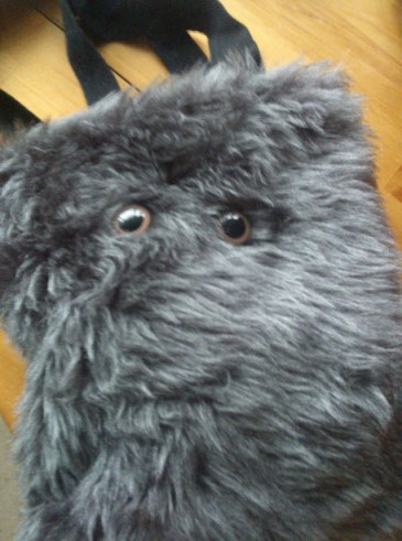 28th February 2014:  It made my day to be told that Gorgeous Godson would like a ball of wool for his birthday.  Every wool fiend needs a wool bag though so I made him a quick one that would keep an eye on his stash for him :o) (I did get him a few 'real' presents too!)