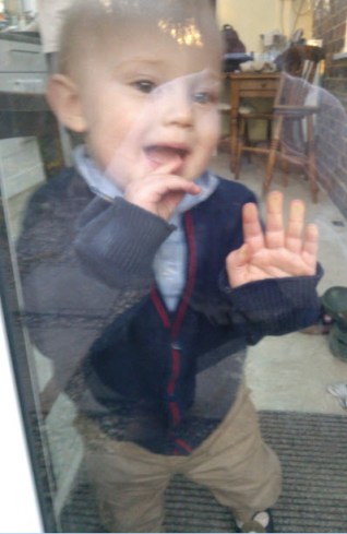 9th March 2014:  Little Pea and I spent ages viewing each other through a glass door.  He spent more time licking it than me though... :o)