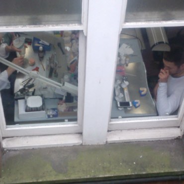 11th March 2014:  People making teeth in a Harley Street basement.