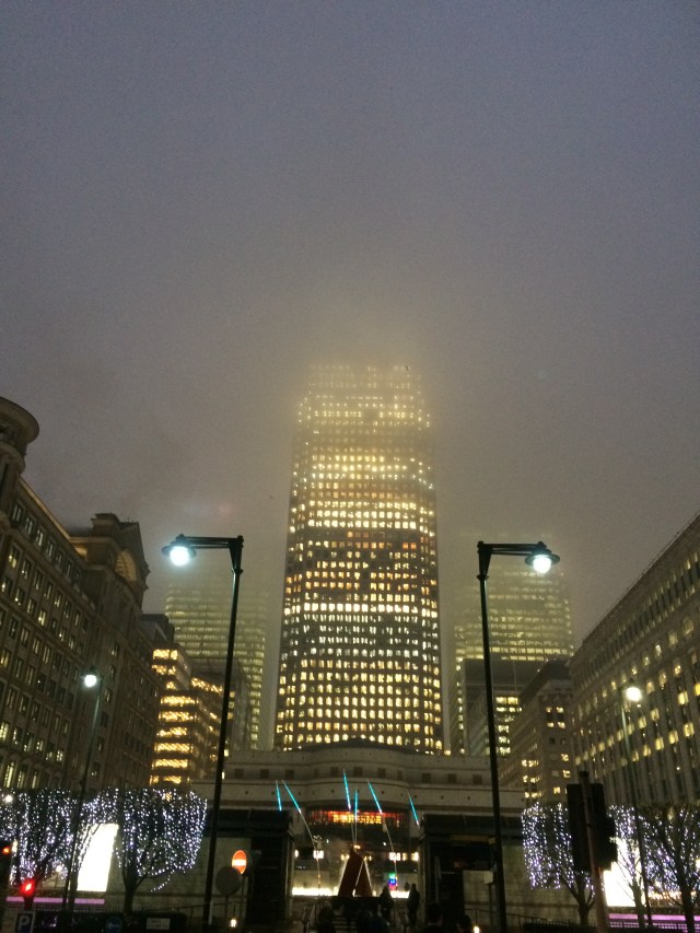 Canary wharf in the fog